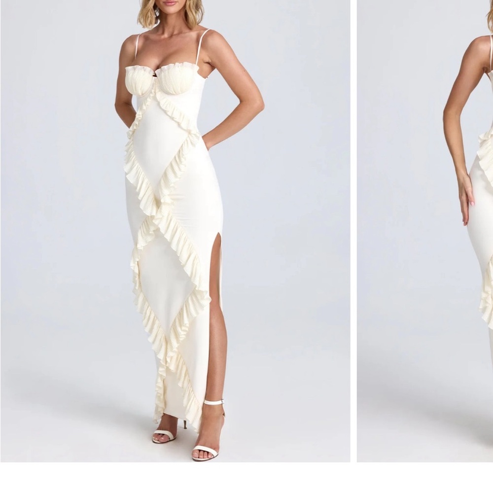 Elegant Cream Ruffle Dress